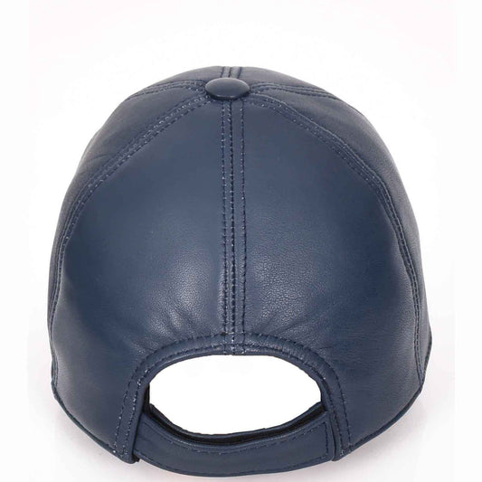 Classic Leather Baseball Cap Blue - genuine leather baseball cap in blue with 2.5" brim/ bill length