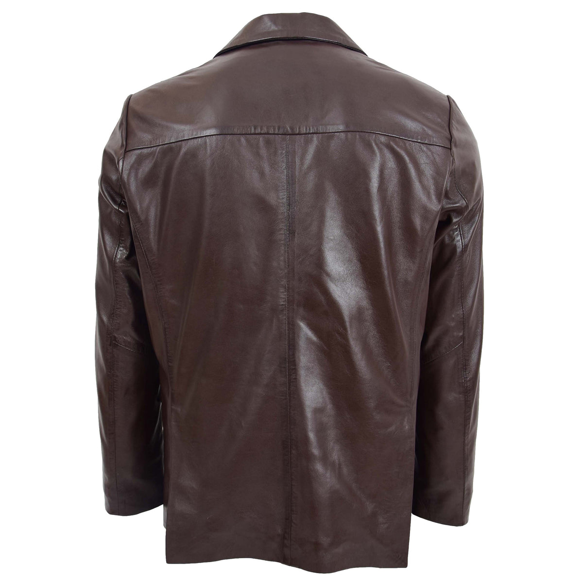 Mens Leather Blazer Two Button Jacket Zavi Brown - genuine leather jacket in brown with blazer