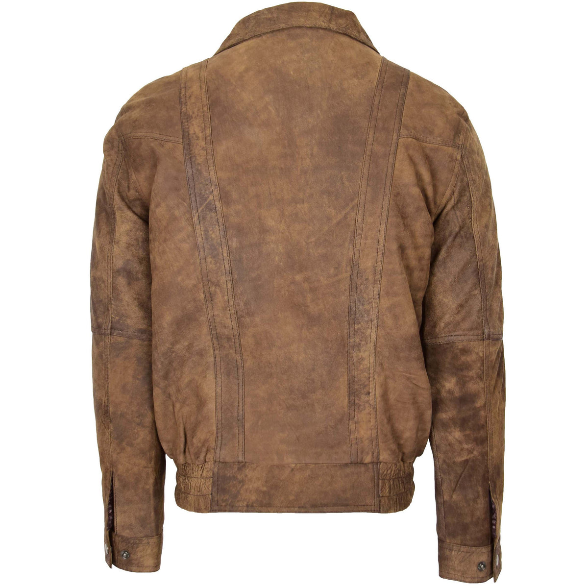 Mens Leather Bomber Blouson Jacket Robert Brown - genuine leather jacket in brown with four outer pockets