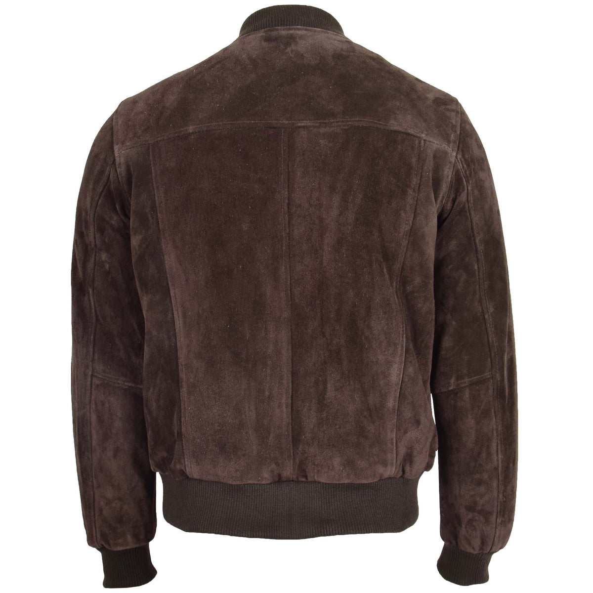 Mens Suede Bomber Varsity Jacket Reg Brown - genuine suede jacket in brown with bomber