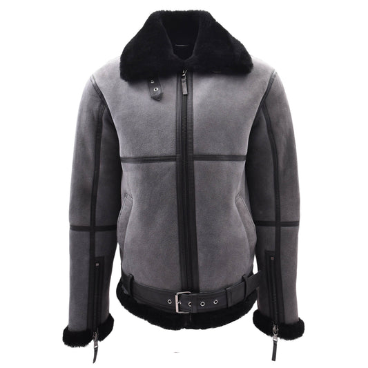 Original RAF Flying Sheepskin Jacket Tyler Grey Black Shearling - genuine sheepskin jacket with two outer pockets