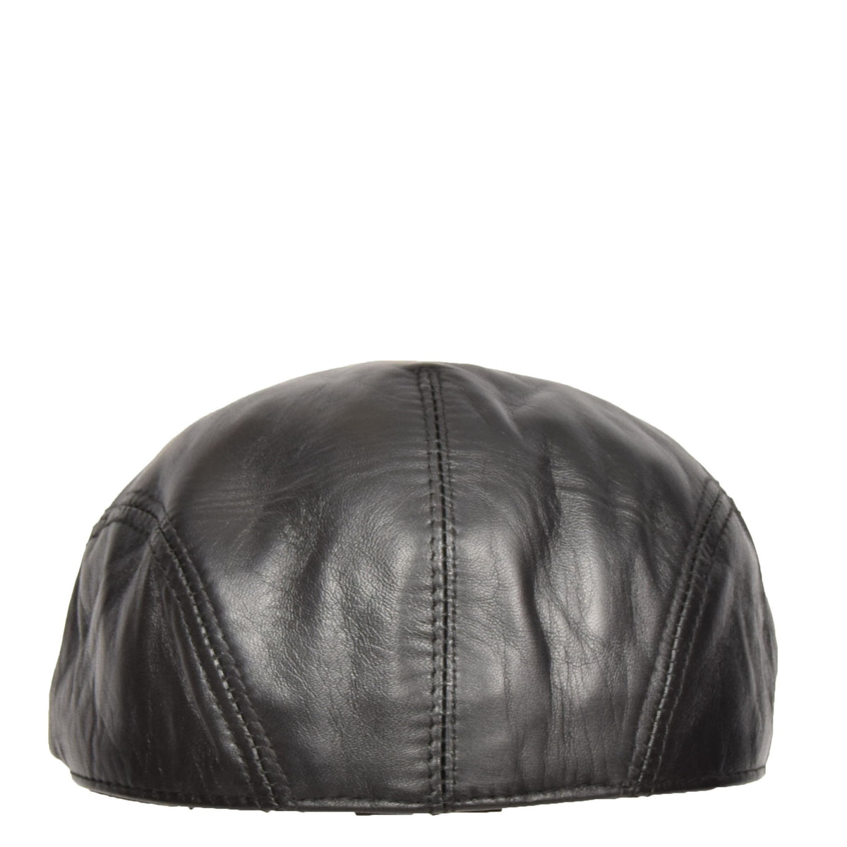 Soft Leather Classic Flat Cap Black - genuine leather flat cap in black with polyester lining