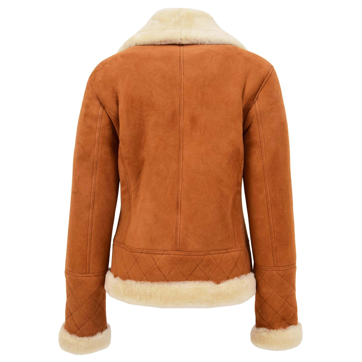 Womens Merino Sheepskin Aviator Jacket Isabelle Tan - genuine sheepskin jacket in tan with two outer pockets
