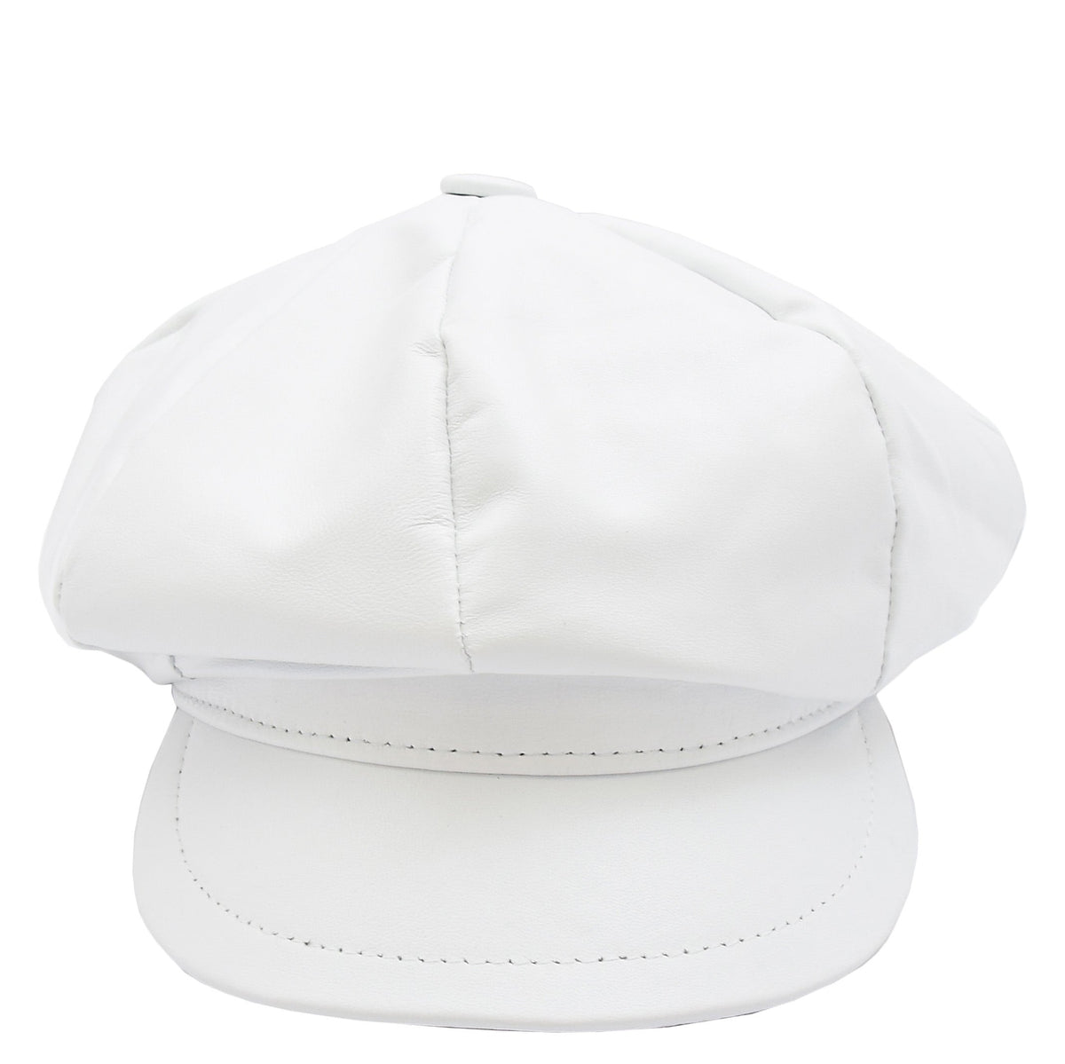 Womens Real Leather Peaked Beret Cap Ballon White - genuine leather beret in white