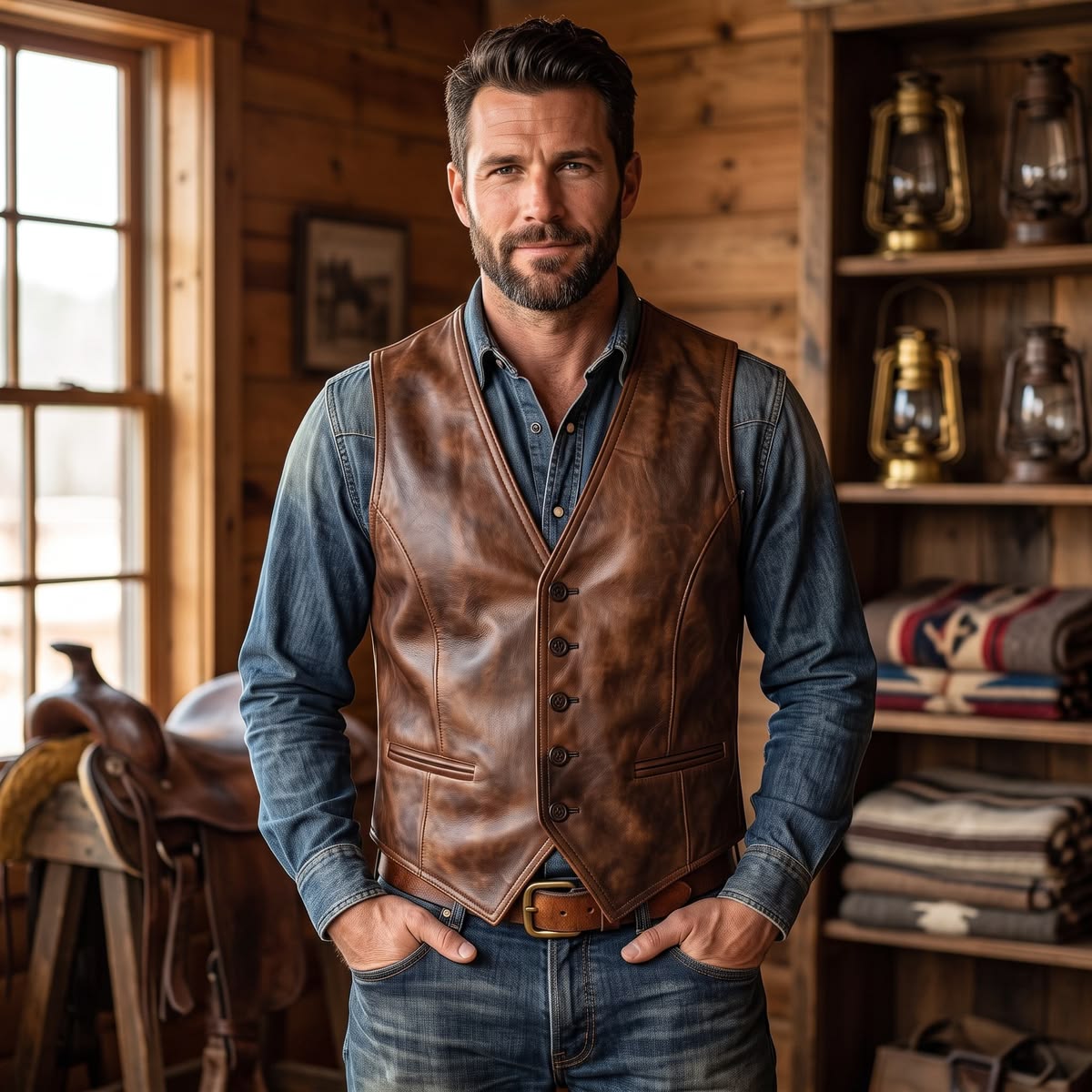 Mens Leather Waistcoats | Multi-Pocket Gilets Online