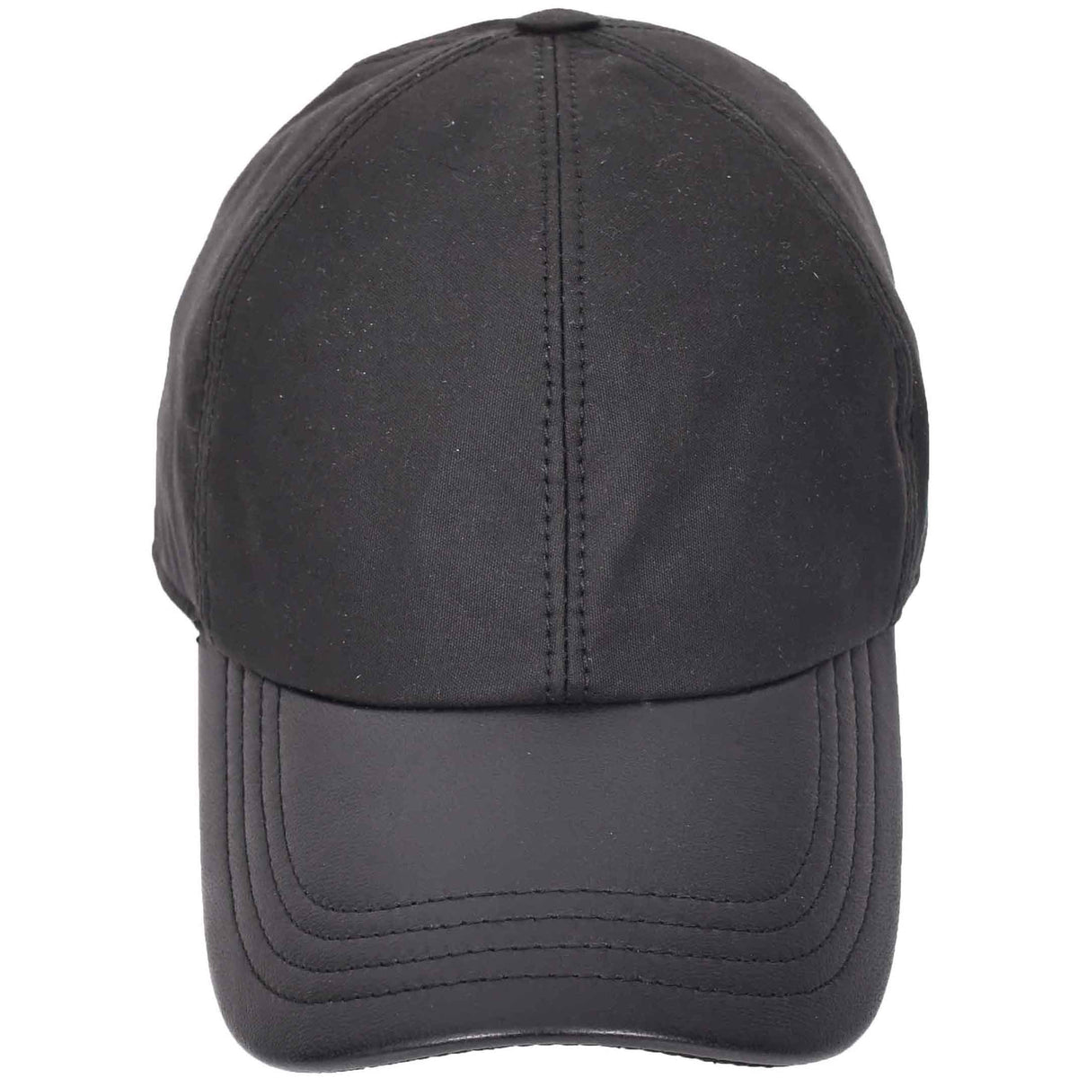 Classic Hat Leather Canvas Baseball Cap Black - genuine leather baseball cap in black with polyester lining