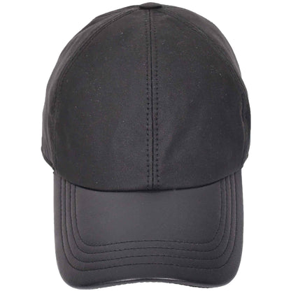 Classic Hat Leather Canvas Baseball Cap Black - genuine leather baseball cap in black with polyester lining