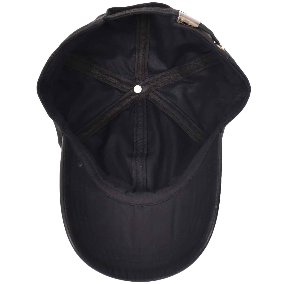 Classic Hat Leather Canvas Baseball Cap Black - genuine leather baseball cap in black with 2.5" brim/ bill length
