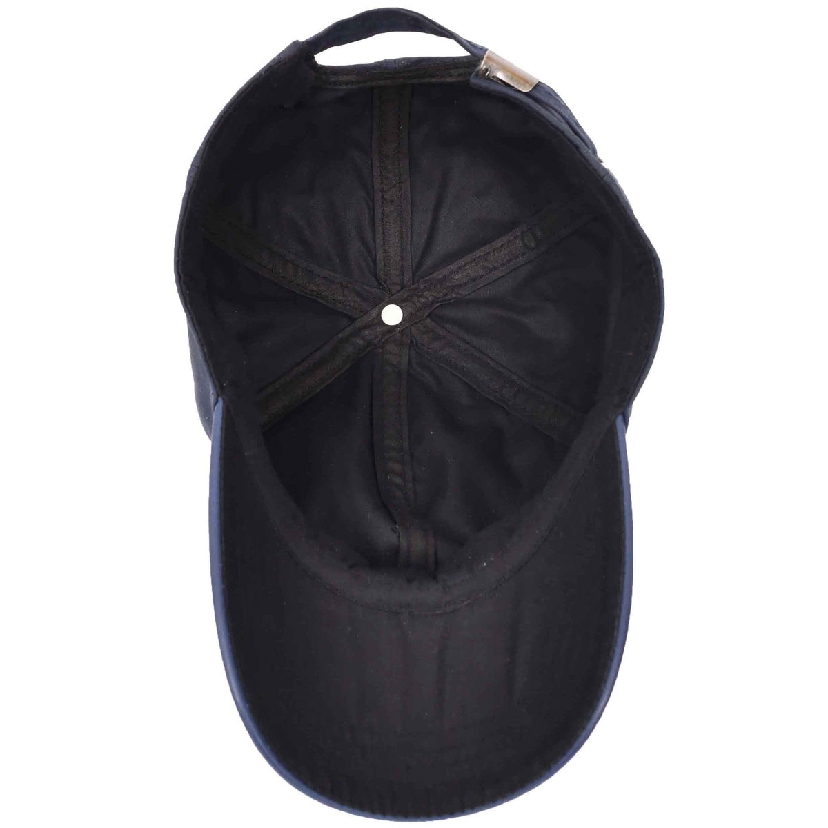 Classic Hat Leather Canvas Baseball Cap Blue - genuine leather baseball cap in blue with 2.5" brim/ bill length