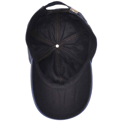 Classic Hat Leather Canvas Baseball Cap Blue - genuine leather baseball cap in blue with 2.5" brim/ bill length