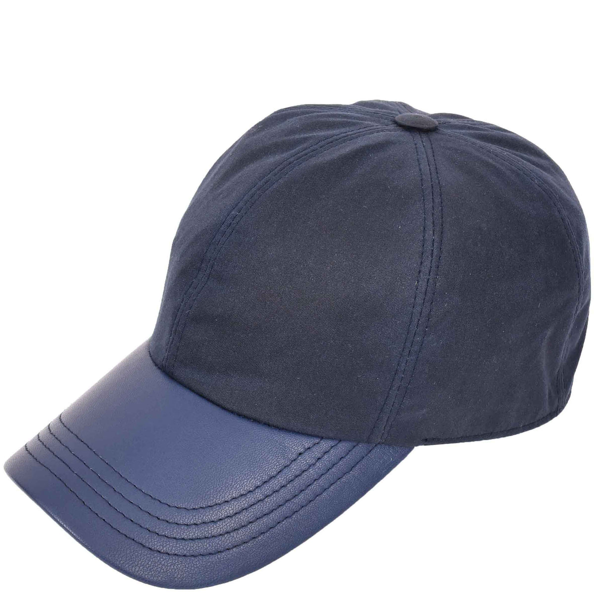 Classic Hat Leather Canvas Baseball Cap Blue - genuine leather baseball cap in blue with one size sizing