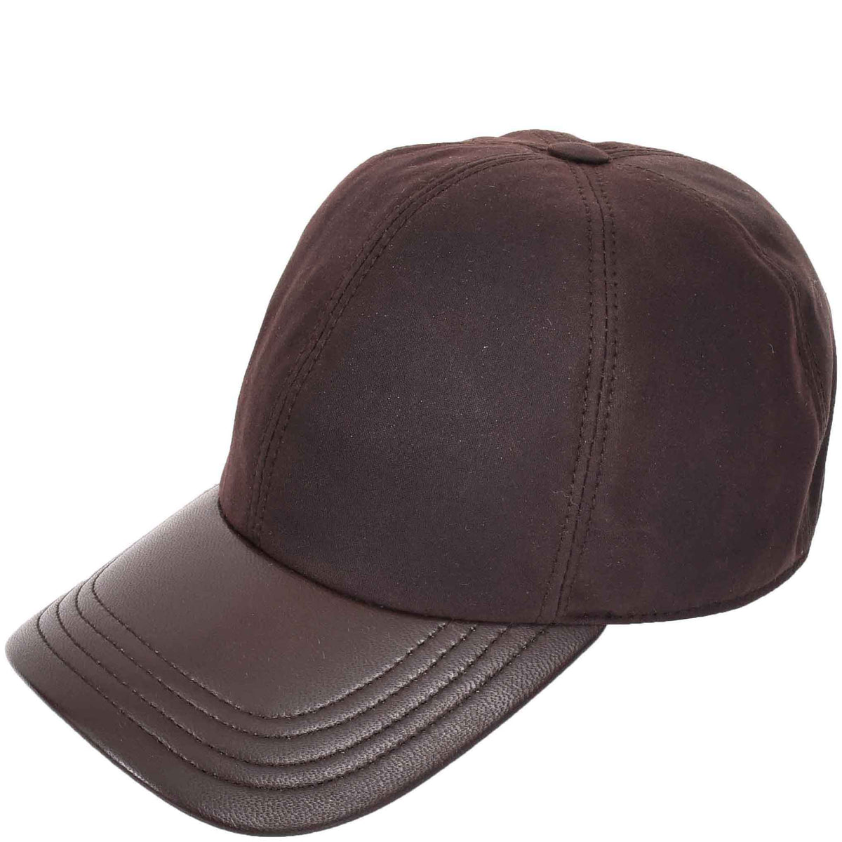 Classic Hat Leather Canvas Baseball Cap Brown - genuine leather baseball cap in brown with one size sizing