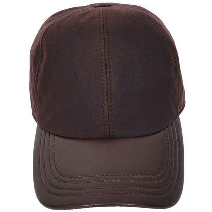 Classic Hat Leather Canvas Baseball Cap Brown - genuine leather baseball cap in brown with polyester lining