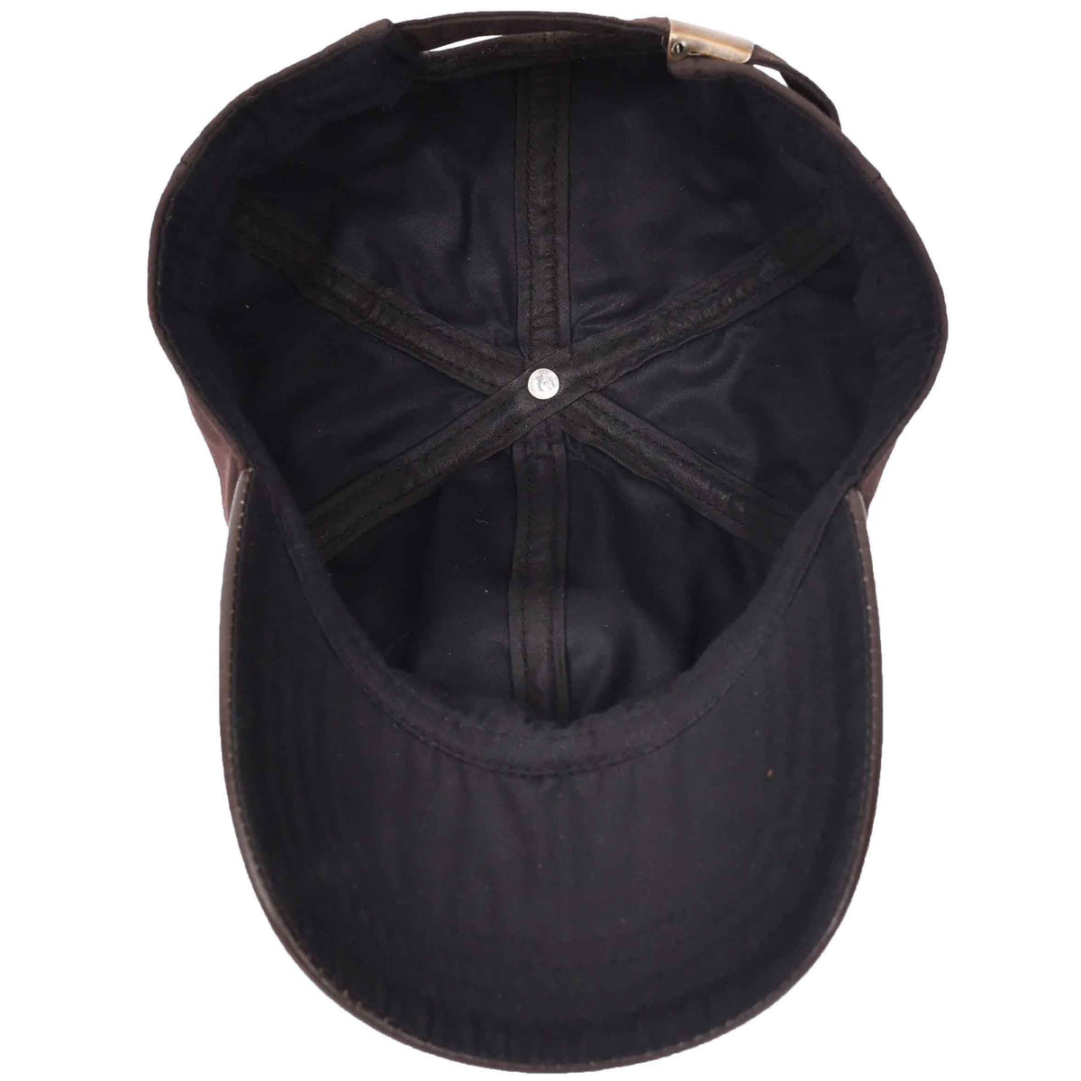 Classic Hat Leather Canvas Baseball Cap Brown - genuine leather baseball cap in brown with 2.5" brim/ bill length