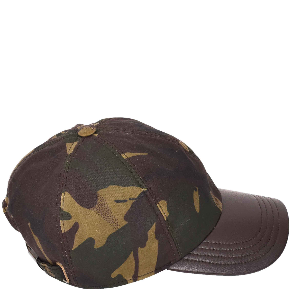 Classic Hat Leather Canvas Baseball Cap Camouflage - genuine leather baseball cap in camouflage with polyester lining
