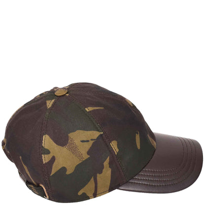 Classic Hat Leather Canvas Baseball Cap Camouflage - genuine leather baseball cap in camouflage with polyester lining
