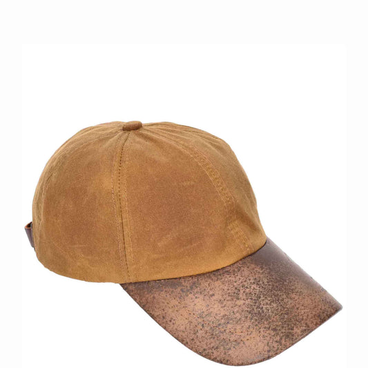 Classic Hat Leather Canvas Baseball Cap Tan - genuine leather baseball cap in tan with one size sizing