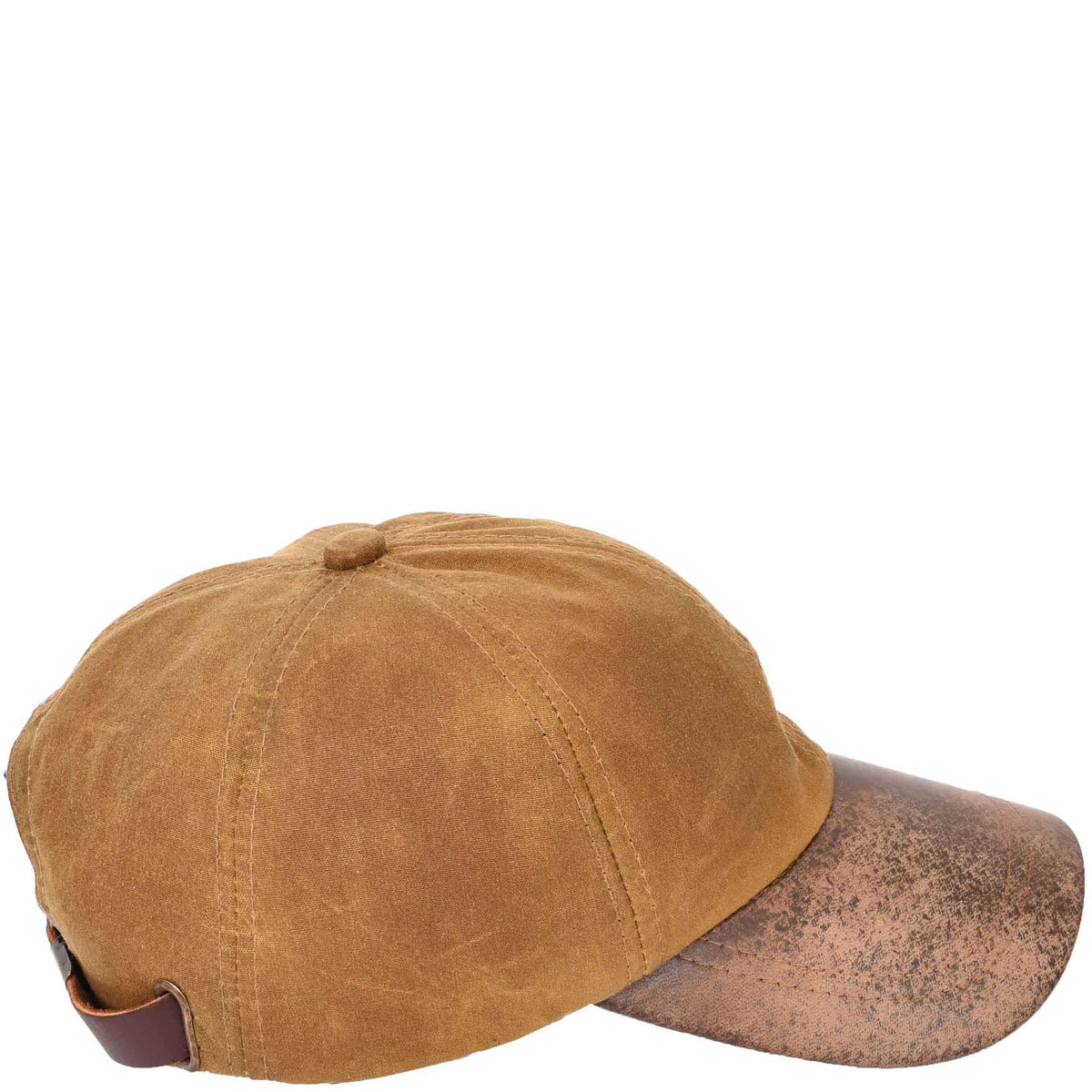 Classic Hat Leather Canvas Baseball Cap Tan - genuine leather baseball cap in tan with polyester lining