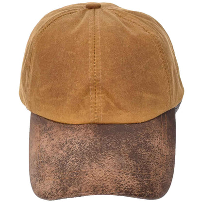 Classic Hat Leather Canvas Baseball Cap Tan - genuine leather baseball cap in tan with one size sizing