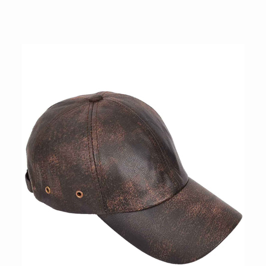 Classic Leather Baseball Cap Antique Brown - genuine leather baseball cap in antique brown with one size sizing