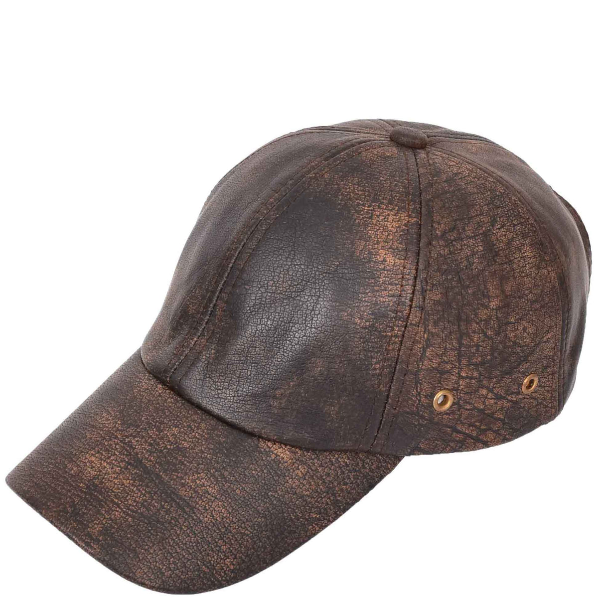 Classic Leather Baseball Cap Antique Brown - genuine leather baseball cap in antique brown with 2.5" brim/ bill length