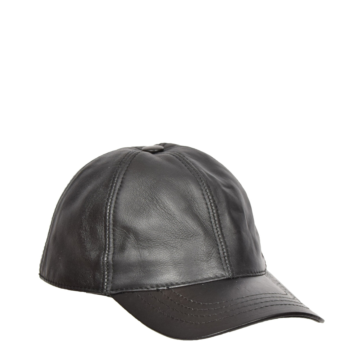 Classic Leather Baseball Cap Black - genuine leather baseball cap in black with one size sizing