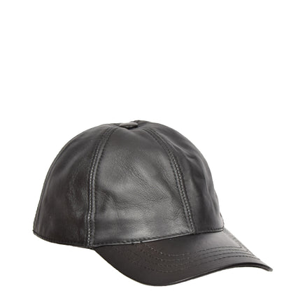 Classic Leather Baseball Cap Black - genuine leather baseball cap in black with one size sizing