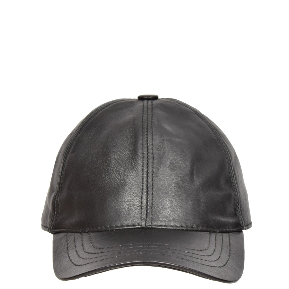 Classic Leather Baseball Cap Black - genuine leather baseball cap in black with 2.5" brim/ bill length