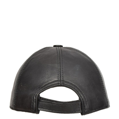 Classic Leather Baseball Cap Black - genuine leather baseball cap in black with one size sizing