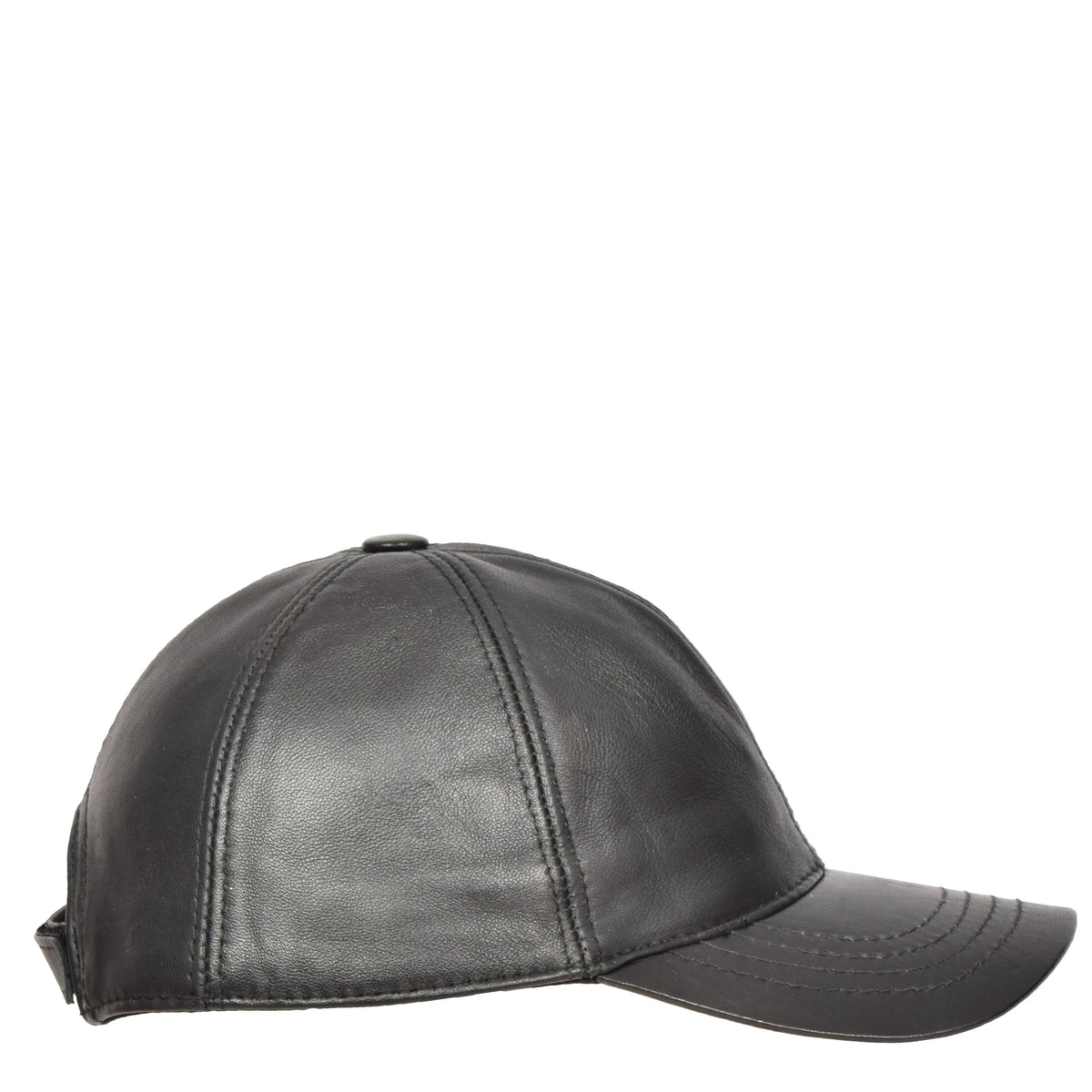 Classic Leather Baseball Cap Black - genuine leather baseball cap in black with polyester lining