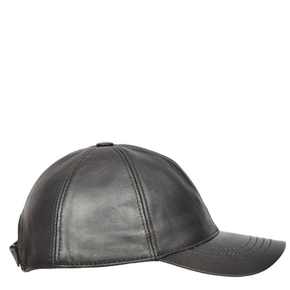 Classic Leather Baseball Cap Black - genuine leather baseball cap in black with polyester lining