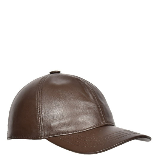 Classic Leather Baseball Cap Brown - genuine leather baseball cap in brown with one size sizing