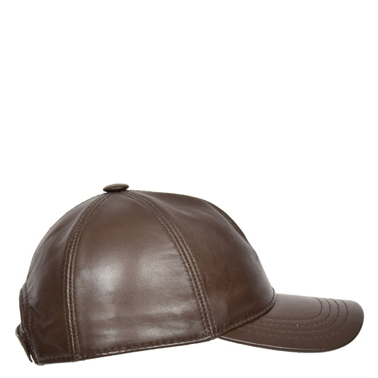 Classic Leather Baseball Cap Brown - genuine leather baseball cap in brown with 2.5" brim/ bill length