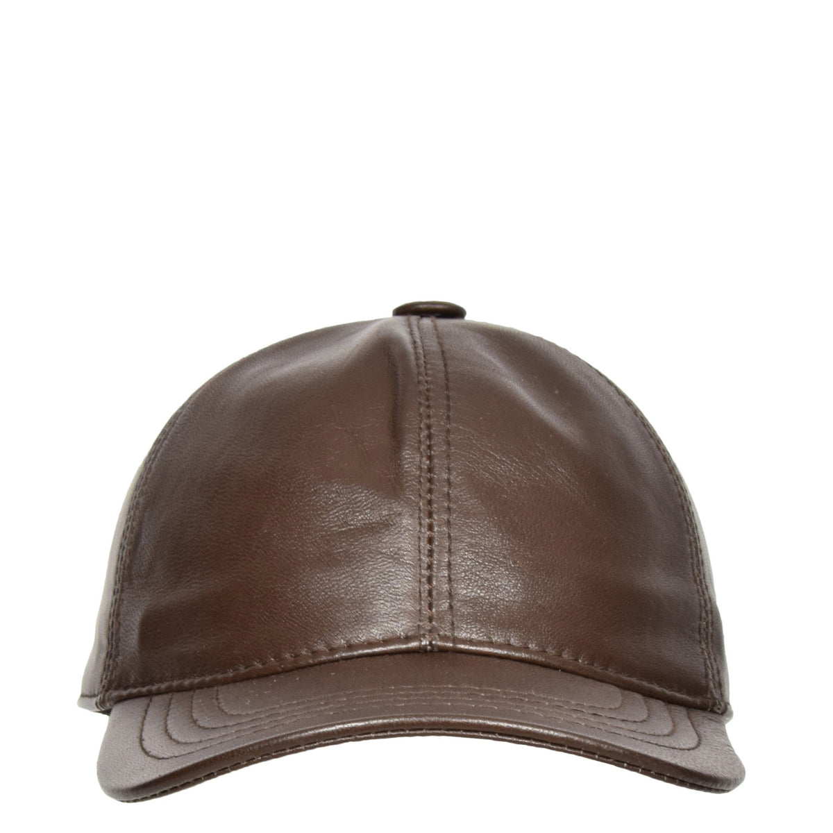 Classic Leather Baseball Cap Brown - genuine leather baseball cap in brown with 2.5" brim/ bill length