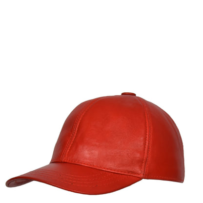 Classic Leather Baseball Cap Red - genuine leather baseball cap in red with polyester lining