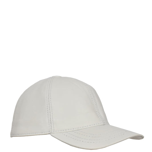 Classic Leather Baseball Cap White - genuine leather baseball cap in white with one size sizing