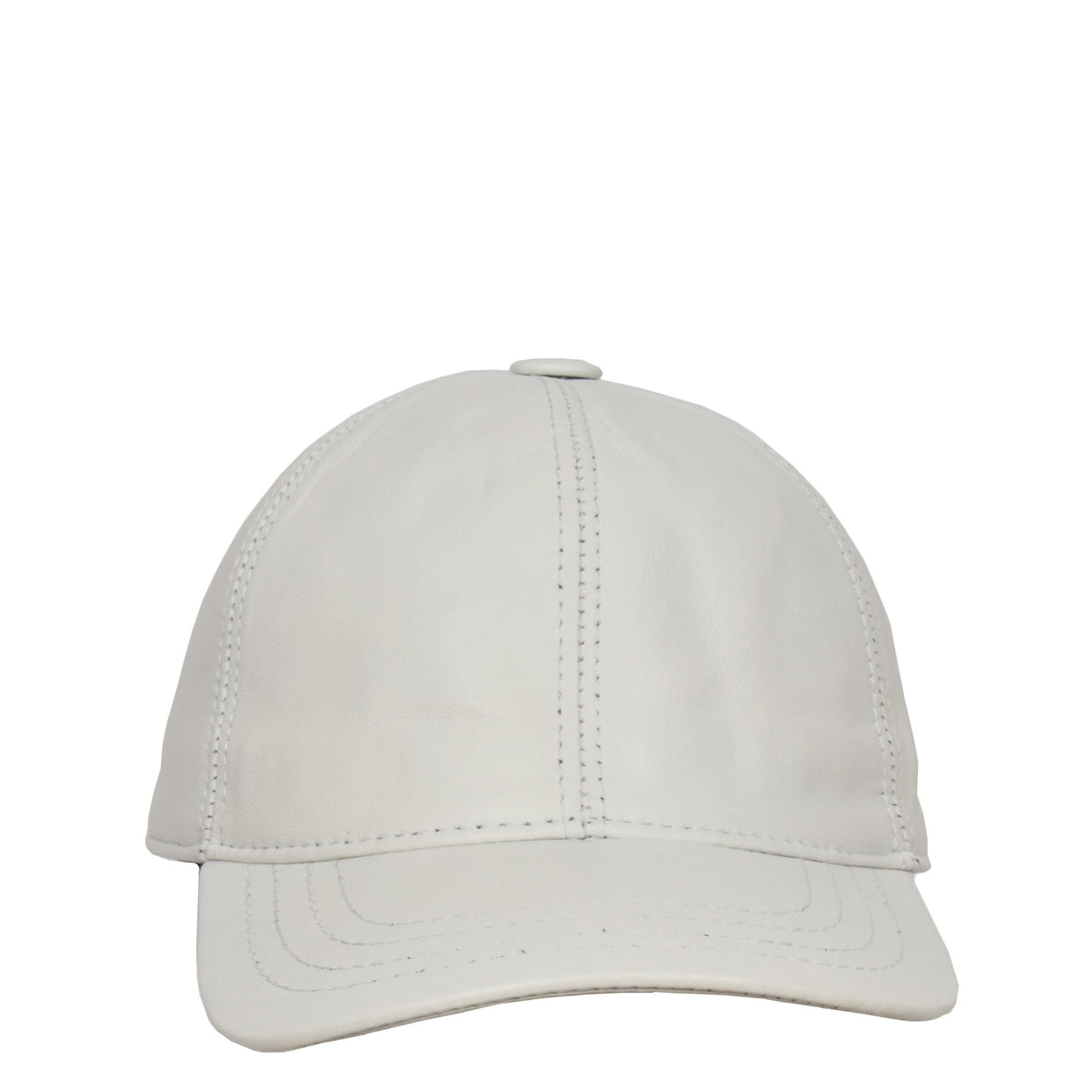 Classic Leather Baseball Cap White - genuine leather baseball cap in white with 2.5" brim/ bill length