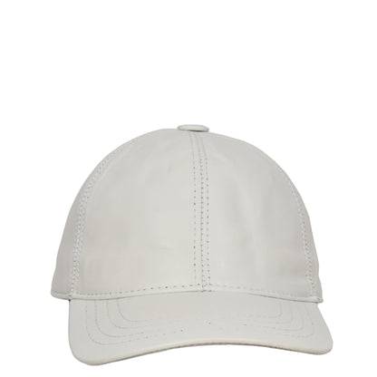 Classic Leather Baseball Cap White - genuine leather baseball cap in white with 2.5" brim/ bill length