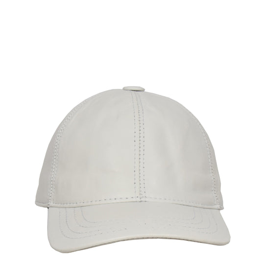 Classic Leather Baseball Cap White - genuine leather baseball cap in white with 2.5" brim/ bill length