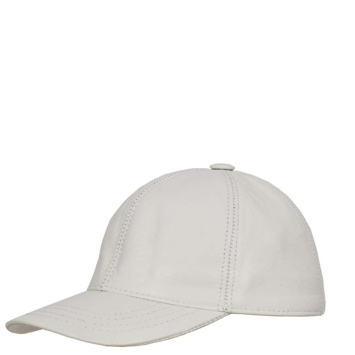 Classic Leather Baseball Cap White - genuine leather baseball cap in white with polyester lining