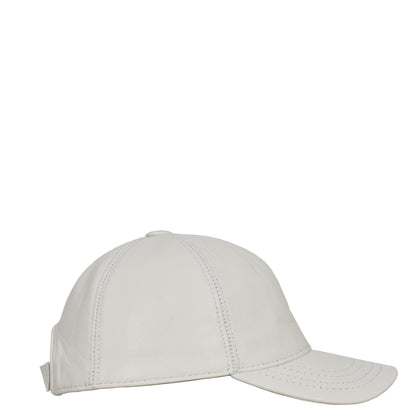 Classic Leather Baseball Cap White - genuine leather baseball cap in white with one size sizing
