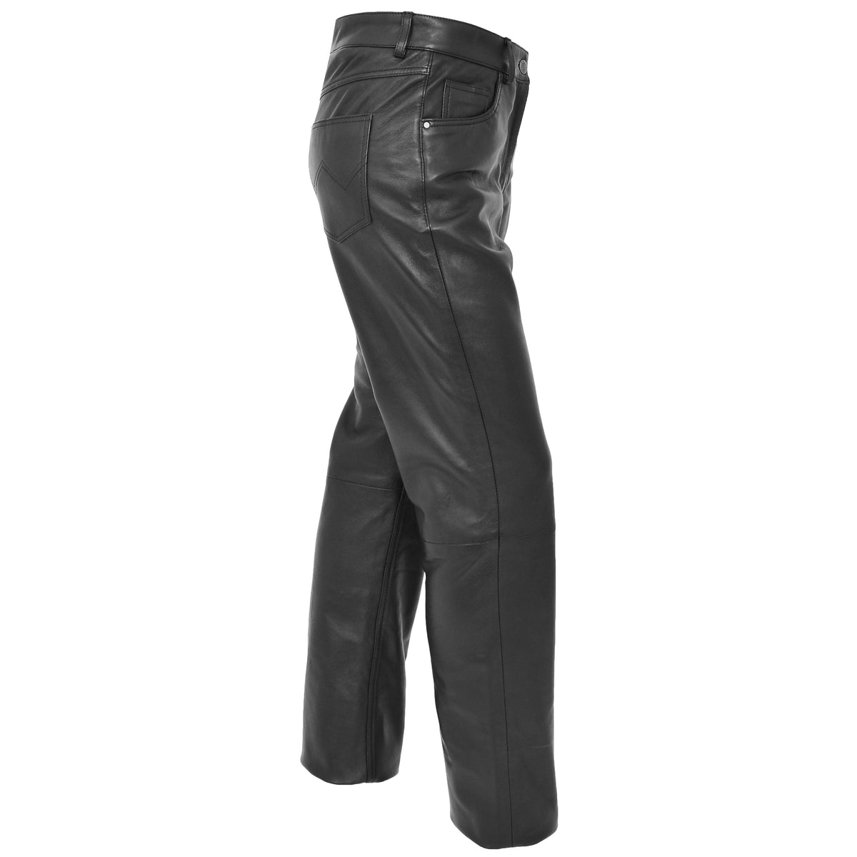 Ladies Leather Slim Fit Trousers Black - genuine leather trousers in black