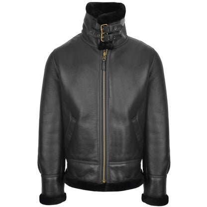 Men's Classic B3 Original Sheepskin Jacket Black - genuine sheepskin jacket in black with b3