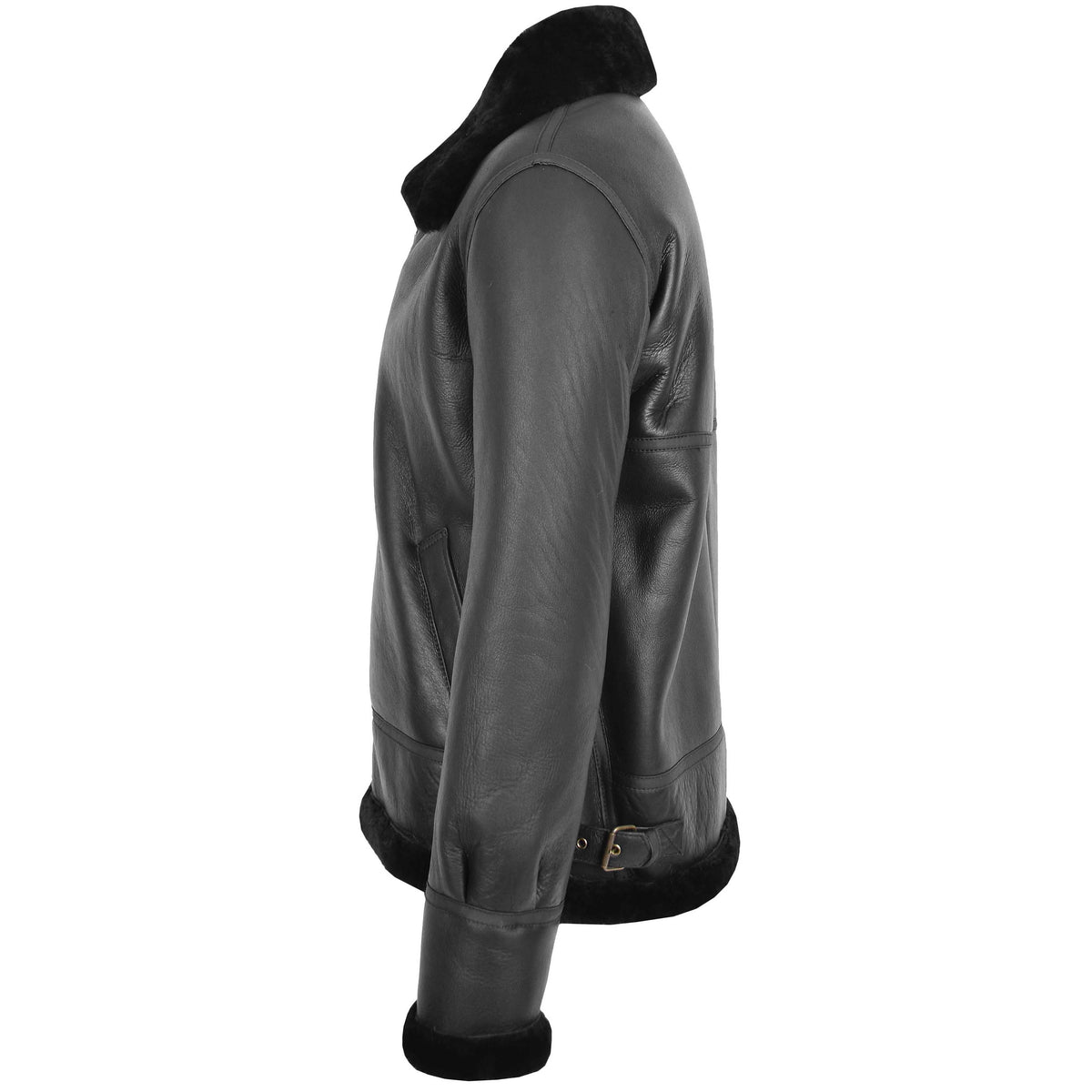 Men's Classic B3 Original Sheepskin Jacket Black - genuine sheepskin jacket in black with b3