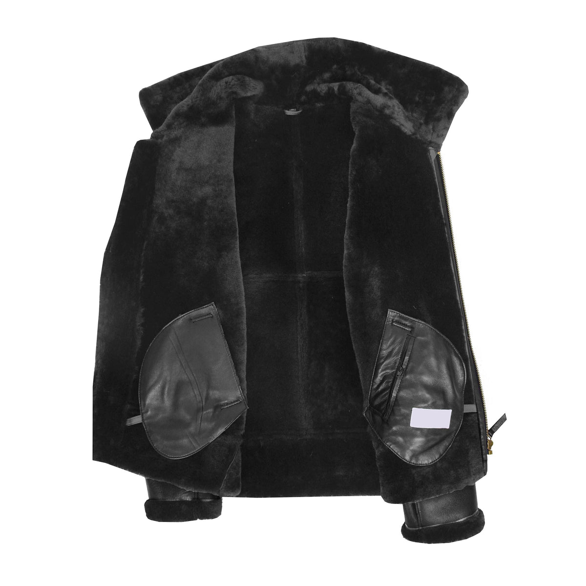 Men's Classic B3 Original Sheepskin Jacket Black - genuine sheepskin jacket in black with two outer pockets