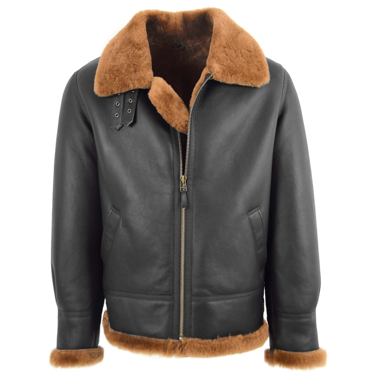 Men's Classic B3 Original Sheepskin Jacket Brown Ginger - genuine sheepskin jacket in brown ginger with b3