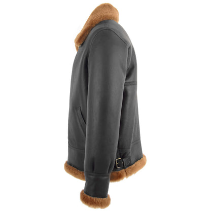 Men's Classic B3 Original Sheepskin Jacket Brown Ginger - genuine sheepskin jacket in brown ginger with b3