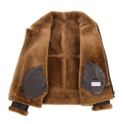 Men's Classic B3 Original Sheepskin Jacket Brown Ginger - genuine sheepskin jacket in brown ginger with two outer pockets