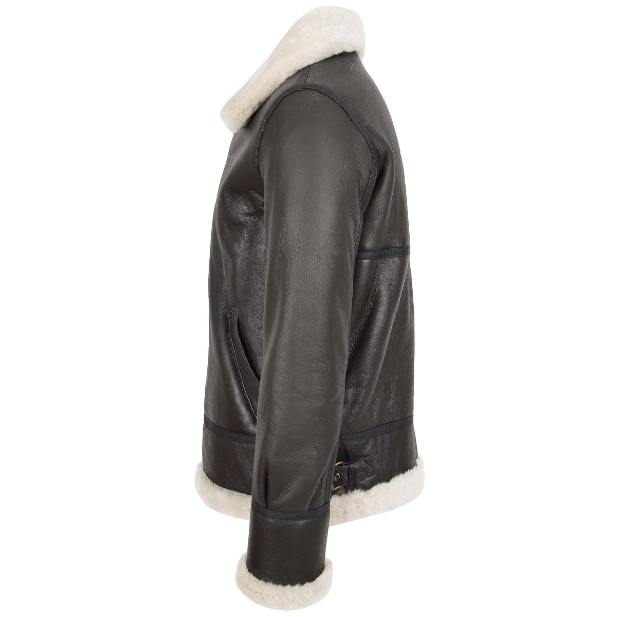Men's Classic B3 Original Sheepskin Jacket Brown White - genuine sheepskin jacket in brown white with b3