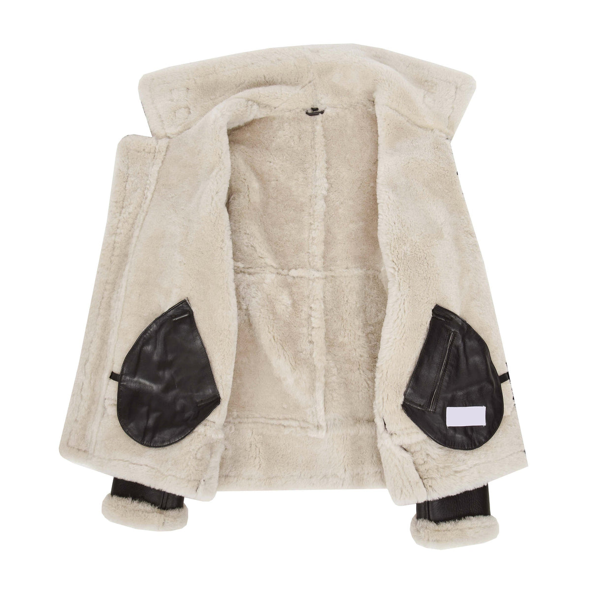 Men's Classic B3 Original Sheepskin Jacket Brown White - genuine sheepskin jacket in brown white with two outer pockets